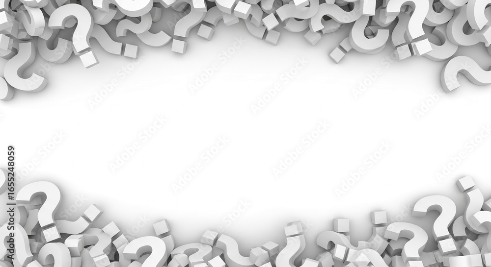 Poster white question marks frame a blank space, creating a design ideal for text or advertisement, symboli
