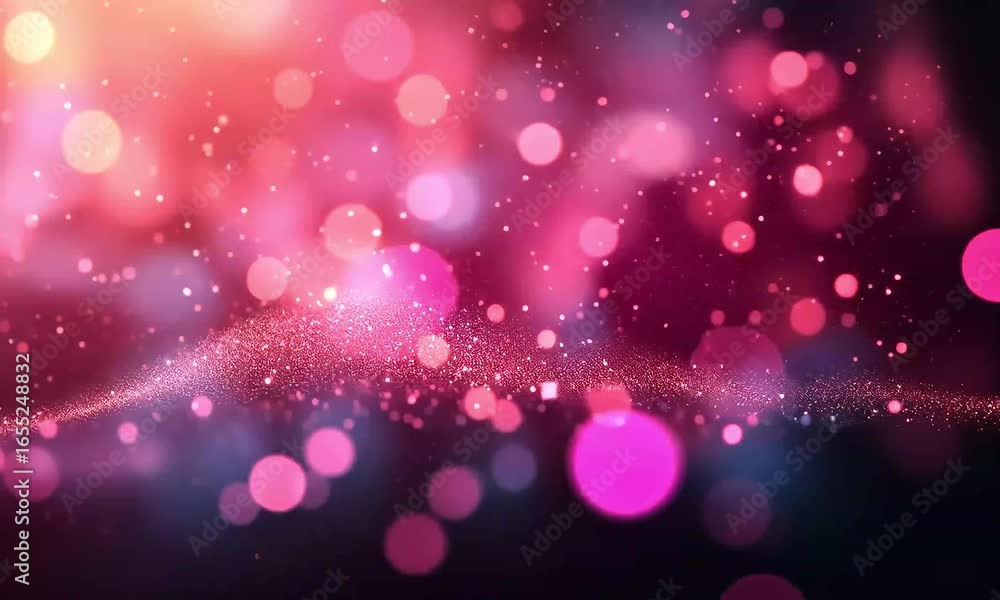 Aufkleber mesmerizing pink and purple bokeh sparkle animation with glittering particles and soft light effects