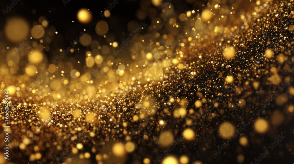 Poster golden particles float and shimmer against a dark backdrop, creating an enchanting atmosphere perfec