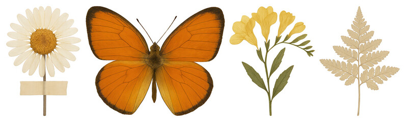 Vintage botanical butterfly illustration