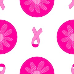 Breast cancer month seamless pink ribbon day mammogram pattern for medical accessories and medicine textiles