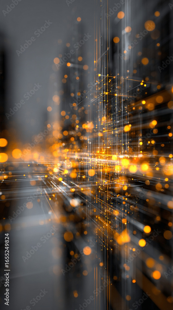Poster abstract technology background with electrical signals and digital connectivity, modern computing wa