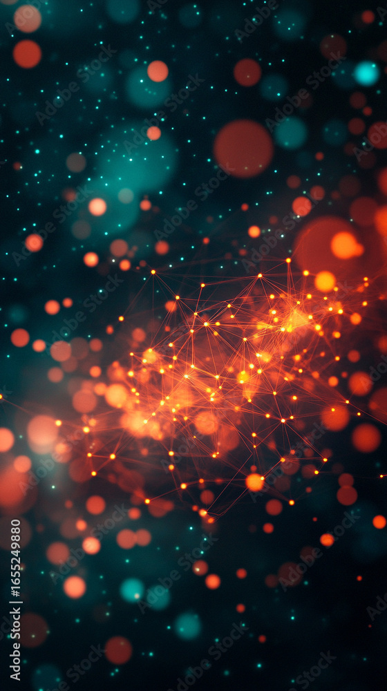 Poster abstract technology background with electrical signals and digital connectivity, modern computing wa