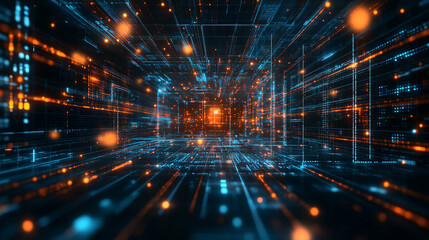 Abstract technology background with electrical signals and digital connectivity, modern computing wallpaper backdrop symbolizing innovation, data flow, and futuristic networks.