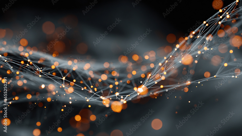 Poster abstract technology background with electrical signals and digital connectivity, modern computing wa