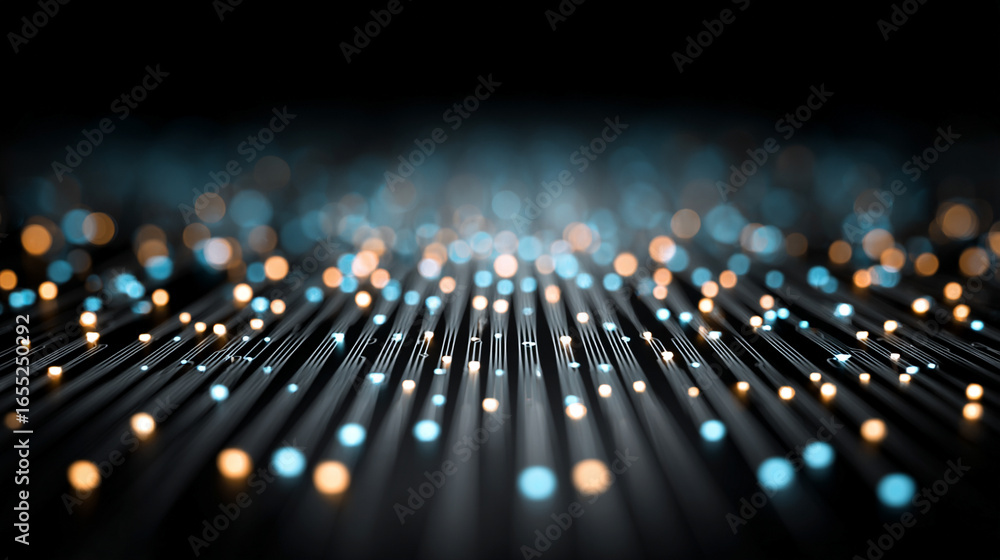 Poster abstract technology background with electrical signals and digital connectivity, modern computing wa