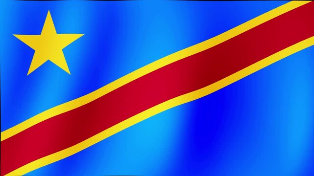 Beautiful and spectacular flag of DEMOCRATIC REPUBLIC OF CONGO waving harmoniously.