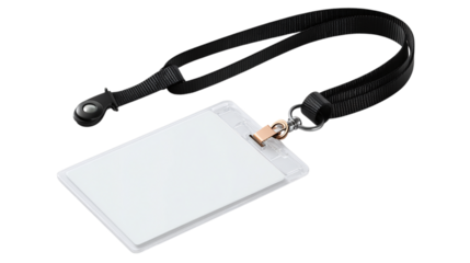 Vertical ID card mockup for events, staff badges, and conferences - isolated on transparent background 