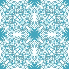 Ornamental Blue Tile Seamless Pattern