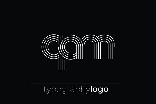 QAM modern geometric typography logo. Modern and stylish composition featuring a monochromatic typography logo illustration designed with intricate lines.