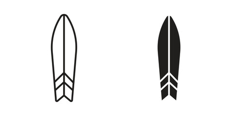 Surfboard Icons in Line and Solid Styles Isolated on White Background
