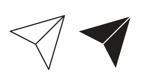 Paper Airplane Icons in Minimalist Style Isolated on White Background