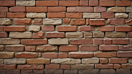 Obraz premium Old brick wall with a rough texture and weathered look in daylight
