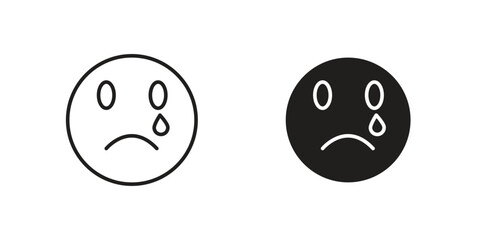 Crying Emoticon Icons in Simple Style Isolated on White Background