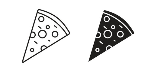 Pizza Slice Icons in Line Art Style with White Background