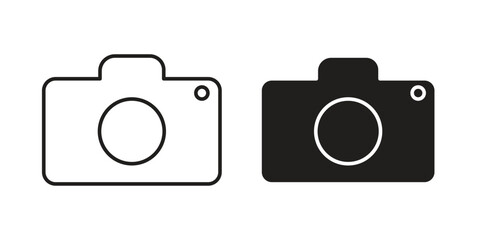 Camera Icons in Minimalist Style Isolated on White Background