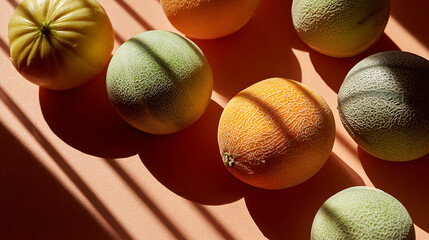 Fresh honeydew cantaloupe melon still life summer fruit healthy food photography