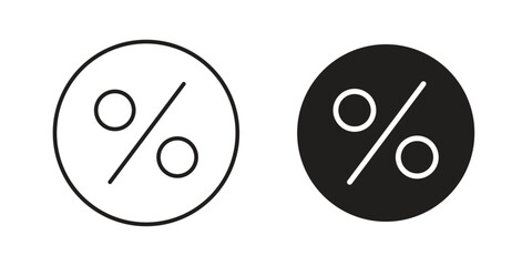 Percentage Icons in Circle Shapes Isolated on White Background