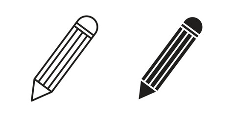 Pencil Icons in Diagonal Position with White Background