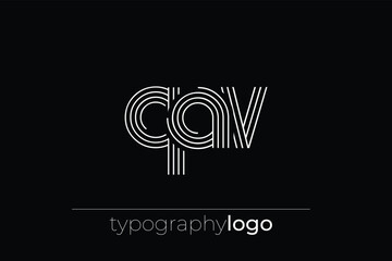 QAV modern geometric typography logo. Modern and stylish composition featuring a monochromatic typography logo illustration designed with intricate lines.