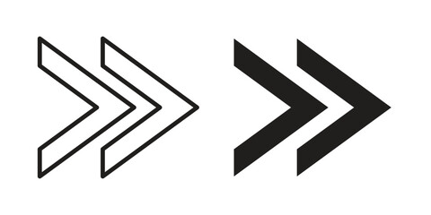 Double Arrows Icon Set in Minimalist Style isolated on white background