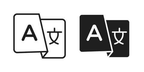 Translation Icons in Simple Design isolated on white background