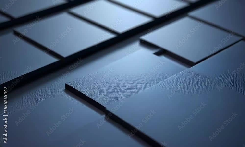 Poster dynamic blue squares abstract geometric pattern motion background.