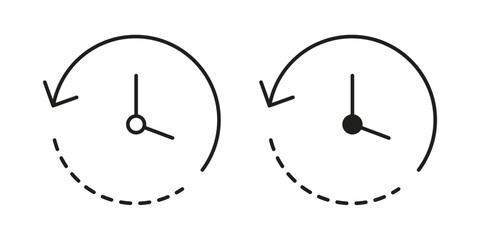 Clock Icons with Arrows, Isolated on White Background