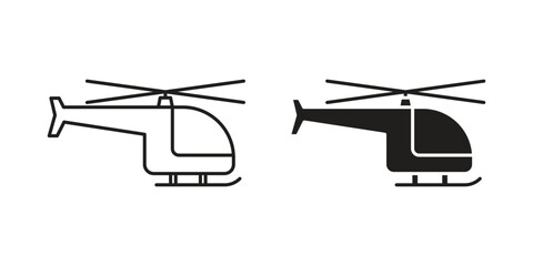 Helicopter Icons in Side View with White Background