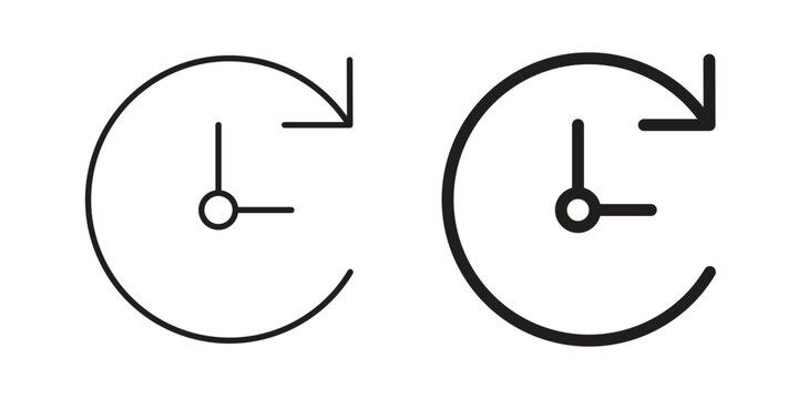 Clock Icons in Reverse Direction with White Background
