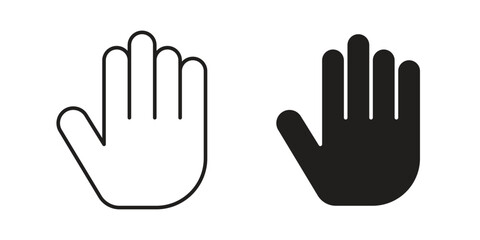 Hand Icons in Outline and Filled Styles Isolated on White Background