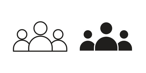 Group of People Icons in Simple Style Isolated on White Background