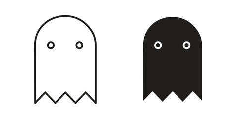 Ghost Icon in Two Styles Isolated on White Background