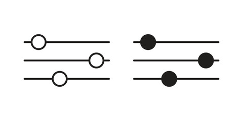 Slider Controls Set in Minimalist Style Isolated on White Background