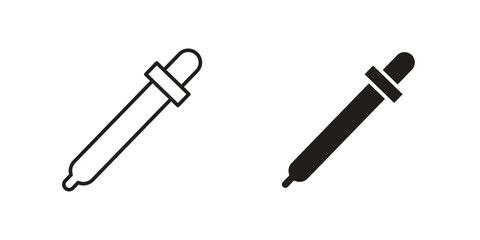 Dropper Icons in Line and Solid Styles, Isolated on White Background