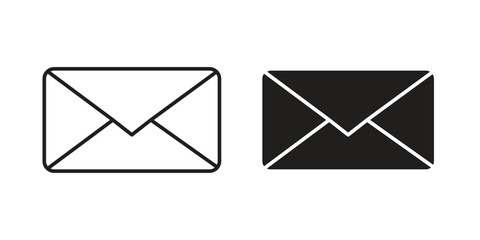 Email Icons in Simple Design Isolated on White Background