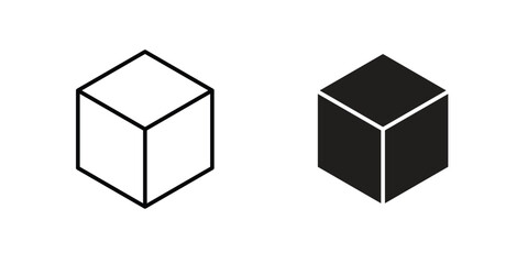 Cube Icons in Isometric View with White Background