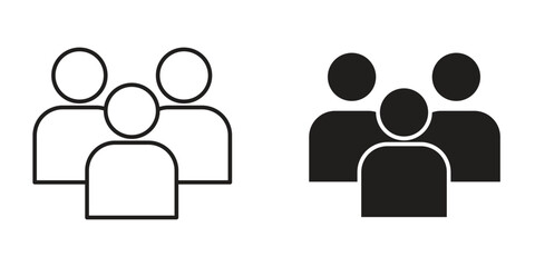 Group of People Icons in Simple Style with White Background