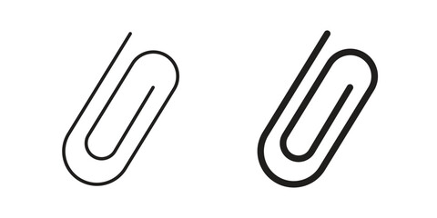 Paperclip Icons in Line Art Style Isolated on White Background