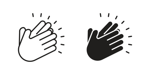 Hands Clapping Icon in Two Styles Isolated on White Background