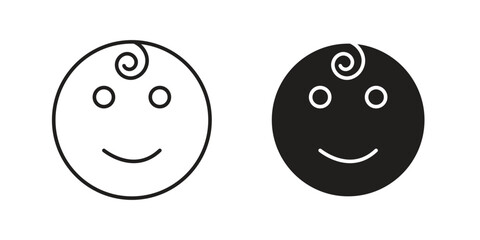 Smiling Face Icons in Simple Style Isolated on White Background