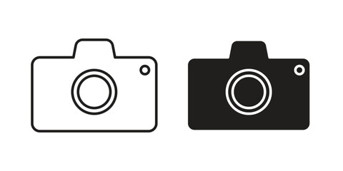 Camera Icons in Simple Design Isolated on White Background
