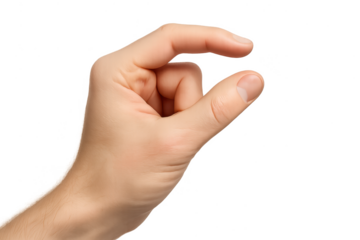 Hand gesture showing a tiny amount or size, isolated on transparent background