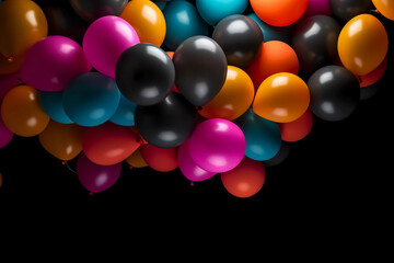 colorful balloons Overlays on black background 