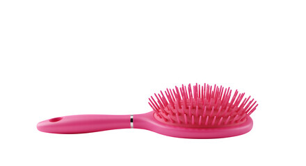 Pink hairbrush isolated on white background.