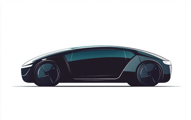Minimalist vector illustration of a self-driving car in a clean modern digital style isolated on white background PNG