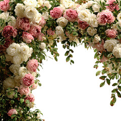 Floral Arch of Roses A Romantic Frame isolated on transparent background