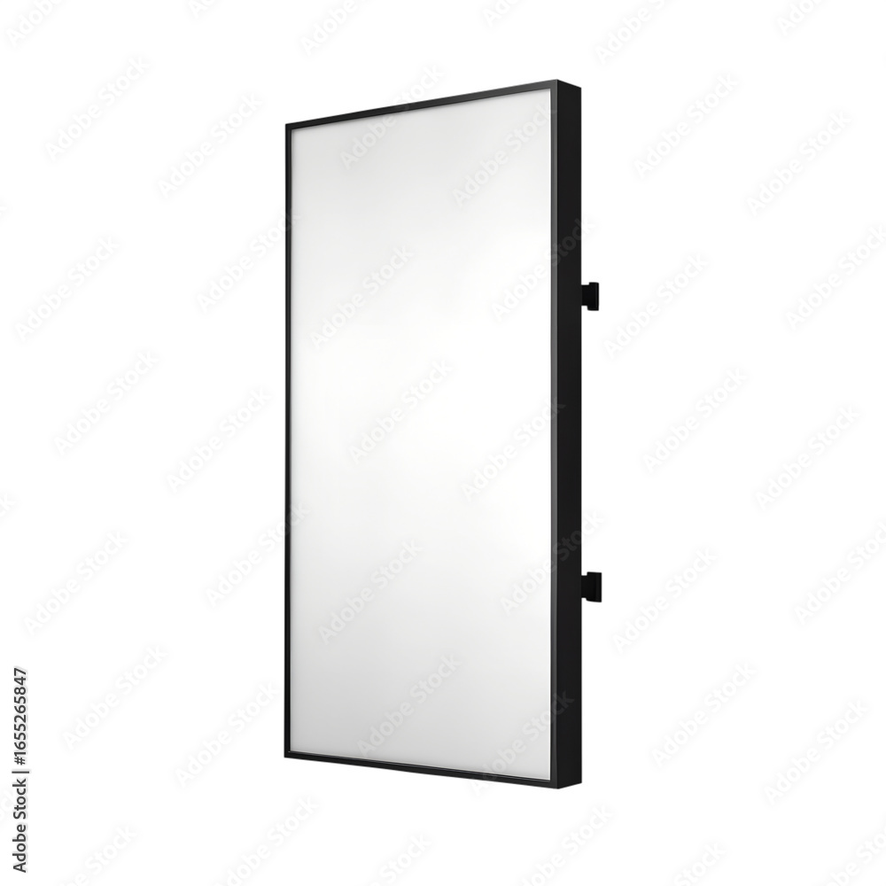 Poster a single blank white rectangular panel with a subtle shadow effect isolated on transparent backgroun