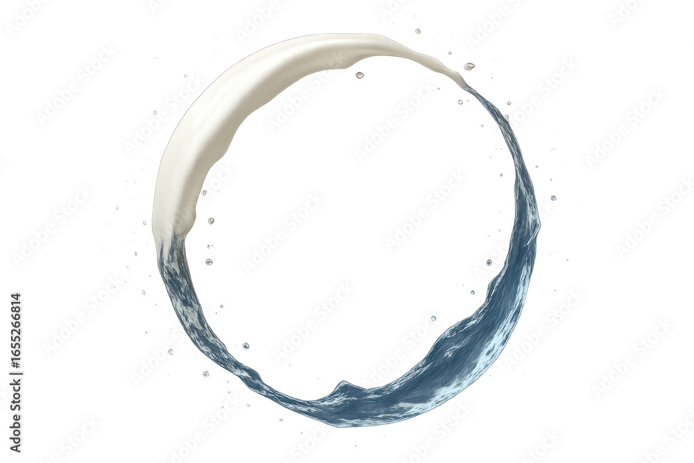Poster circular dynamic splash of water and milk isolated on a transparent background.