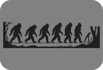 Obraz premium Bigfoot evolution silhouette graphic depicting the progression of the legendary creature through time